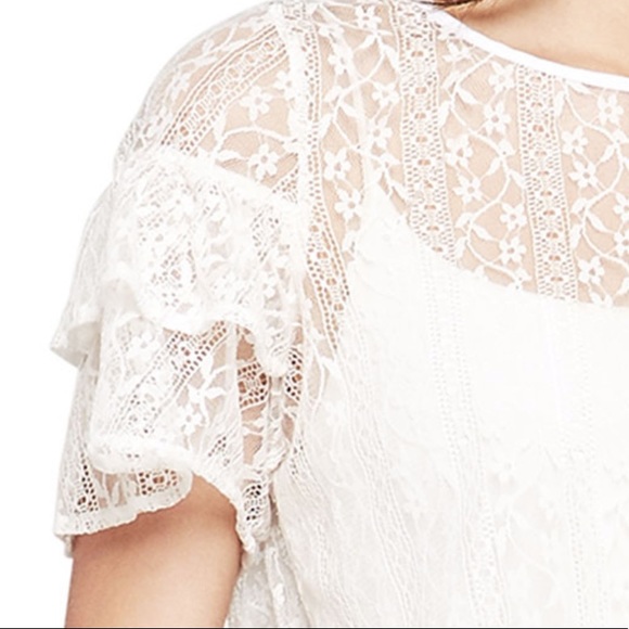 BCBGeneration Floral Crochet Ruffle Blouse - Picture 3 of 6